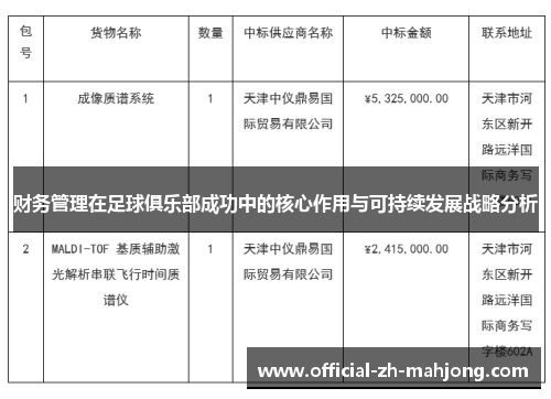 财务管理在足球俱乐部成功中的核心作用与可持续发展战略分析